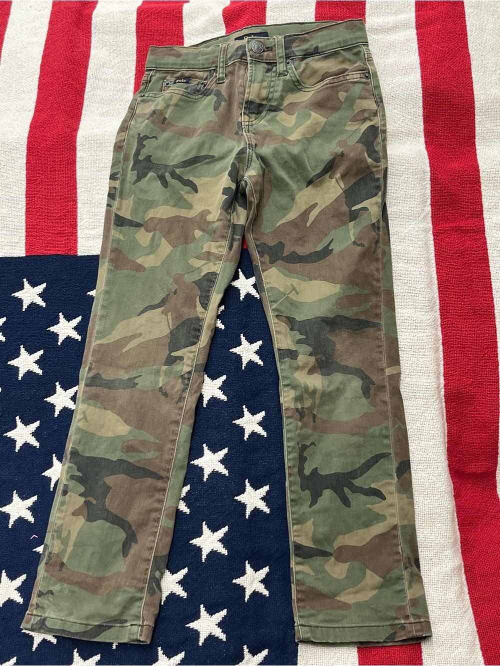 Polo Ralph Lauren Sullivan Slim Kids Camo Jeans in Green and Brown Boys Size 8